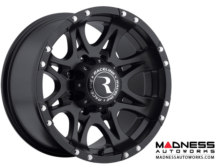 Jeep Wrangler Custom Wheels by Raceline - 981B - 17"x9" - Raptor Black